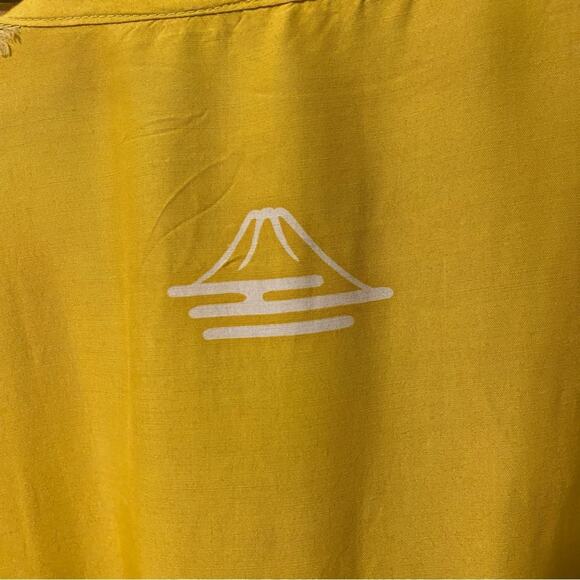 Vintage Yellow Japanese Happi Kimono Jacket Scenic Print one size orient Asian - Picture 8 of 11